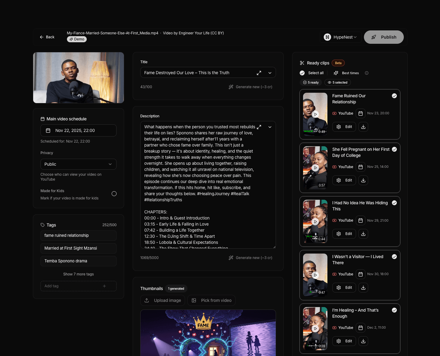 HypeNest Platform Dashboard Preview